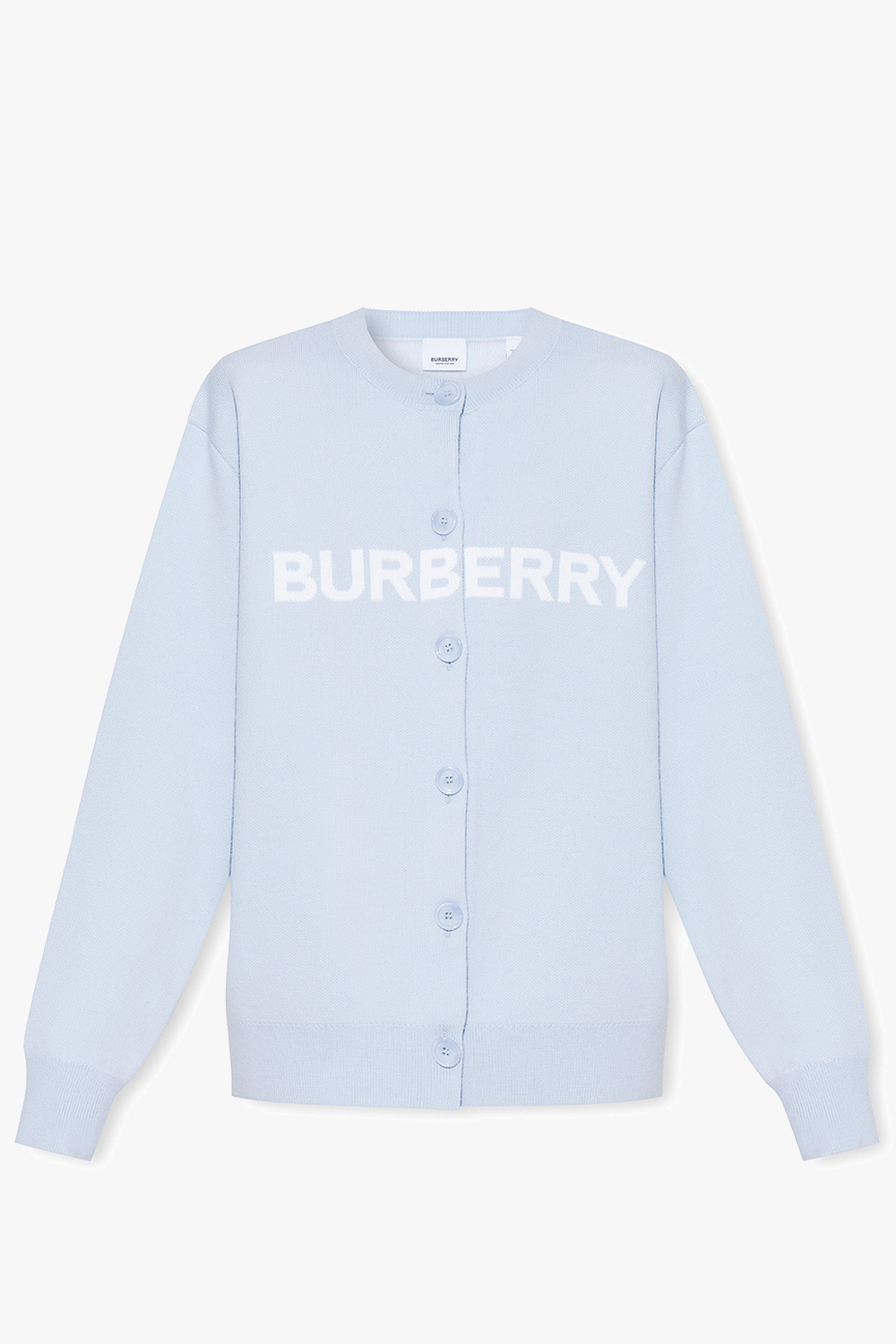 Light blue Dottie cardigan Burberry Burberry patterned jacquard shirt SchaferandweinerShops Canada